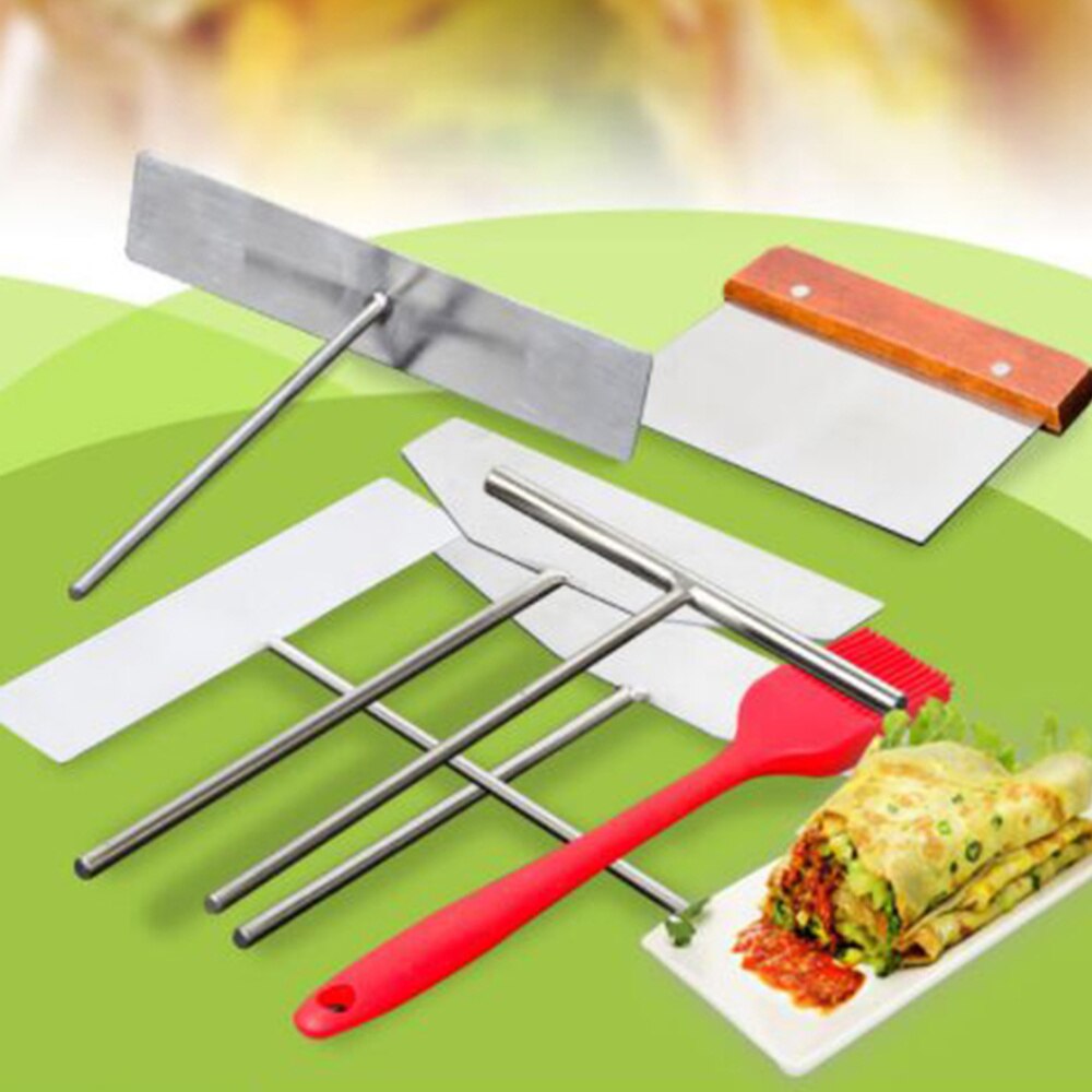 Rastrillo de acero inoxidable para tortitas, esparcidor de crepes, herramientas de extensión de masa, utensilios de cocina (pequeños)