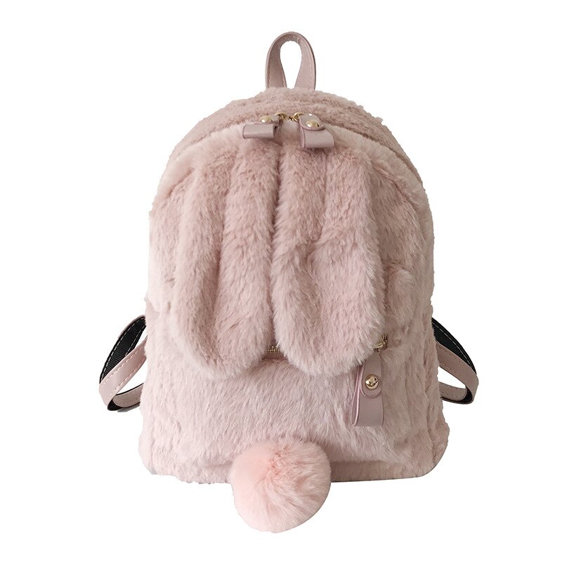neue Plüsch Hase Ohren Rucksack Rosa Nette Harajuku Schüler Schule Tasche Weibliche draussen Reise Multi-funktion Alle-spiel Paket: Rosa