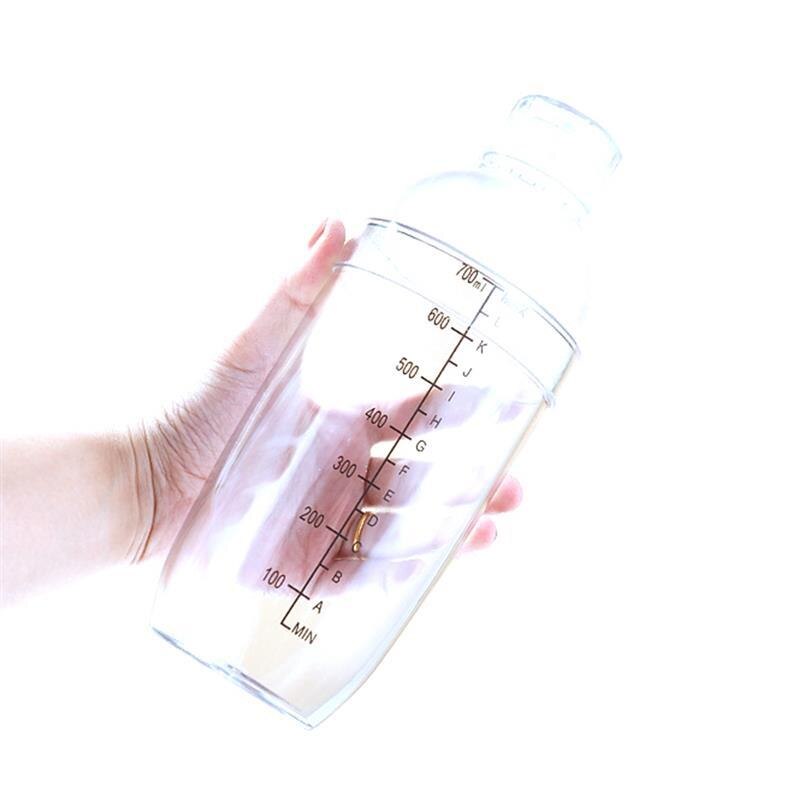 Coctelera de plástico transparente para cócteles, herramienta mezcladora de 350/500/700/1000ml a prueba de golpes para Martini, coctelera para bebidas: Black Scale 700ml