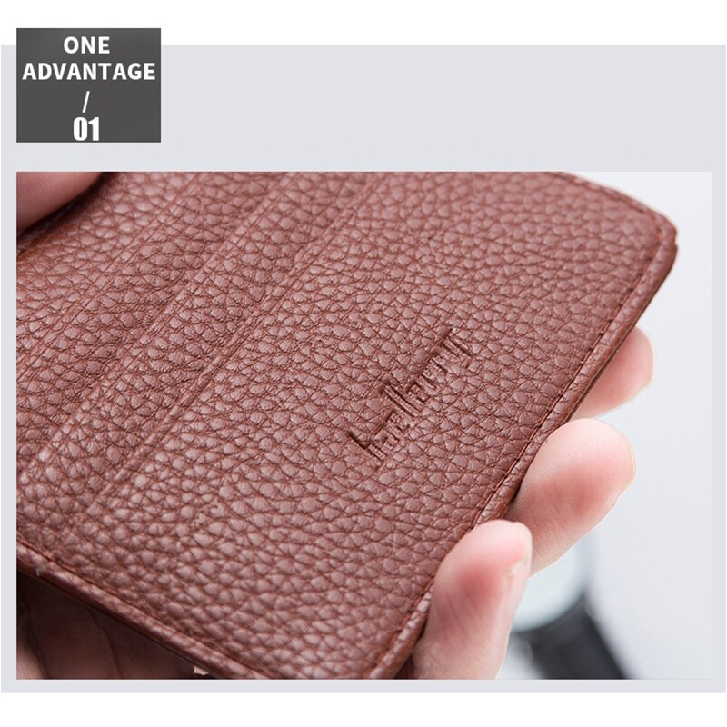 Women Slim Minimalist Wallet PU Leather Credit Card Holder Short Purse JAN88