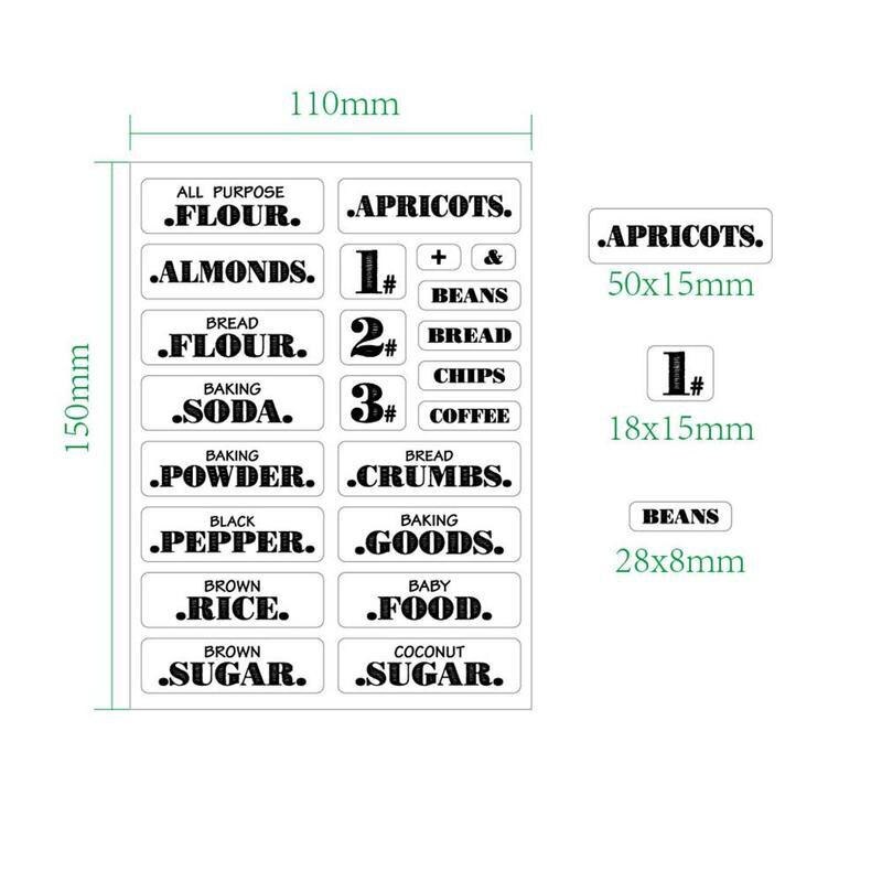 132pcs/144pcs Transparent Waterproof Kitchen Sticker Food Room Marker Food Sorting Label Clear Sticker Can Item Mark: AKZ2434A