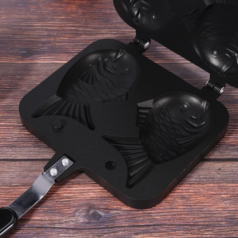 Taiyaki-sartén japonesa con forma de pez doble, utensilio para hacer tartas, hacer gofres y postres calientes