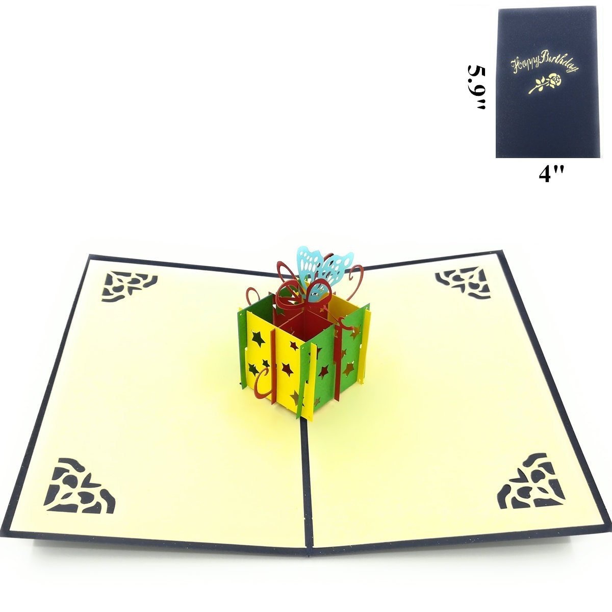 4 Pcs 3D Pop Up Birthday Cards Happy Birthday Greeting Cards with envelope