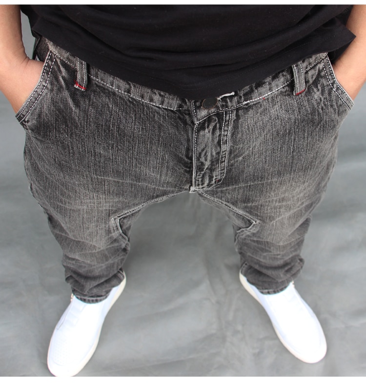 Plus size Men baggy Skateboard denim pants Hip hop Punk Sagging jean Harem pants Men street dance Crotch trouser FSH14