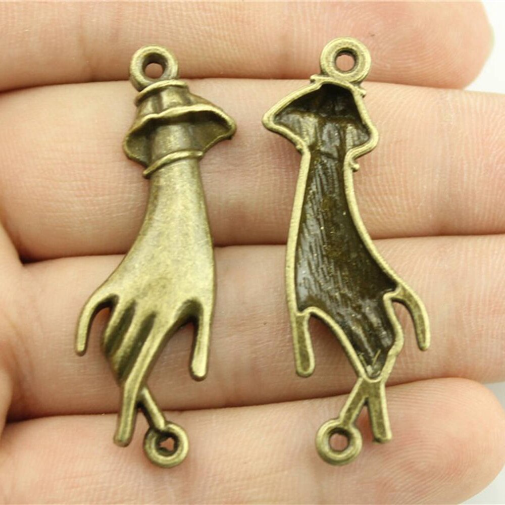 WYSIWYG 4pcs 45x14mm Charm Hand Connector Palm Hand Connector Charms For Jewelry Making Hand Connector Charms: Antique Bronze Plated