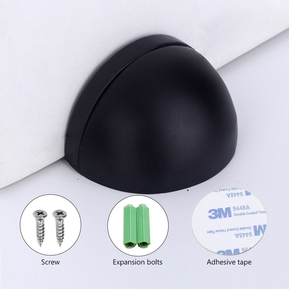 Stainless Steel Door Stopper Rubber Bumper Catch Hardware Floor Mounted Nail-free Hidden Door Non Punching Sticker Hidden Holder: Black