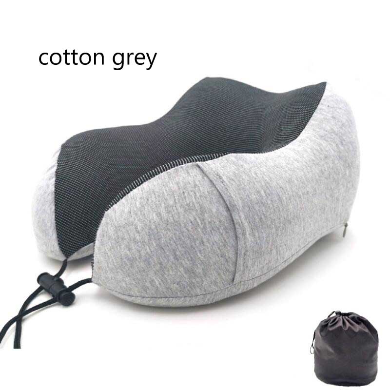 U Shaped Memory Foam Space Travel Neck Pillows Soft Slow Rebound Pillow Solid Neck Cervical Healthcare Bedding Wedge Pillow: cotton grey