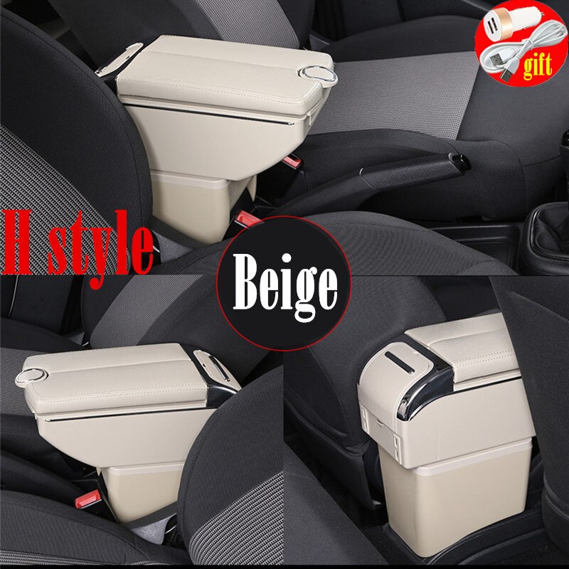 For Toyota Yaris Vitz Hatchback Armrest box 2006 Double doors open 7USB Centre Console Storage Box Arm Rest: H Style Beige