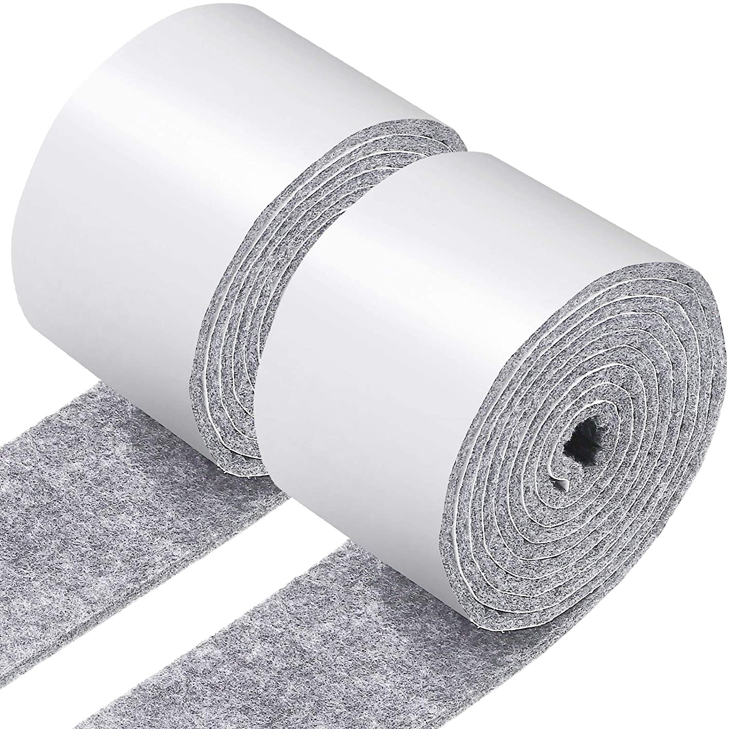 Cinta de fieltro autoadhesiva, rollo de tira de fieltro de poliéster, Protector de superficie dura, tiras de fieltro negras para muebles, cinta deslizante con forma DIY: Gris / 124 Unids