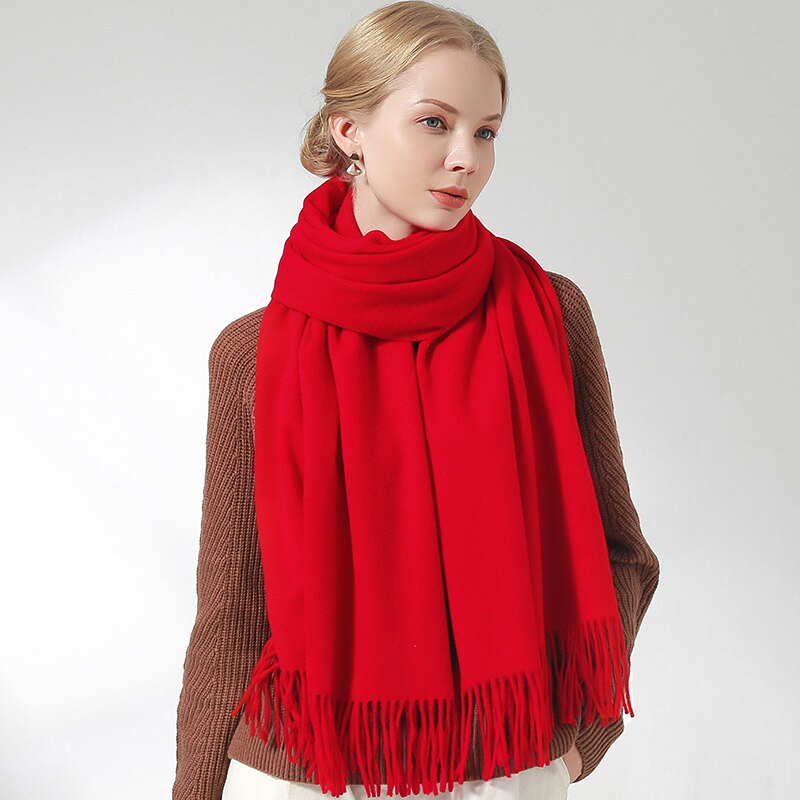 Ryssland ull halsduk kvinnor tjockare varma echarpe wraps damer foulard femme vinter solid kamel merino fina ull halsdukar