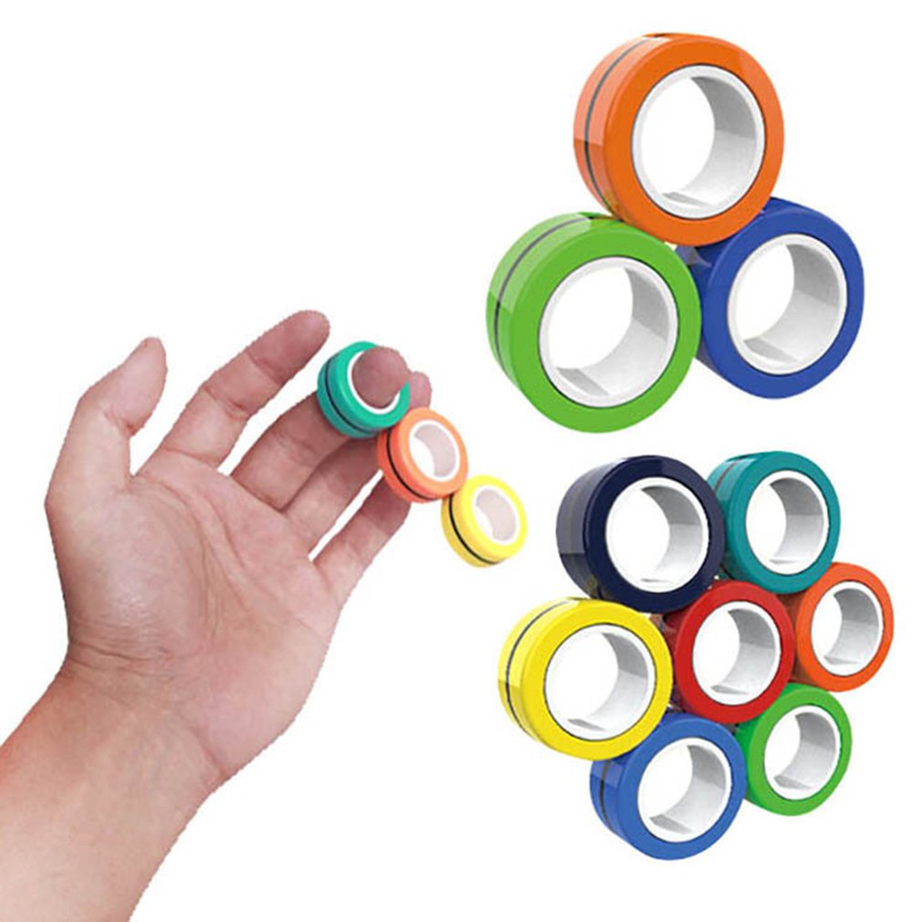 Anti-Stress Vinger Magnetische Ringen Voor Autisme Angst Relief Focus Kids Decompressie Speelgoed Magische Ring Rekwisieten