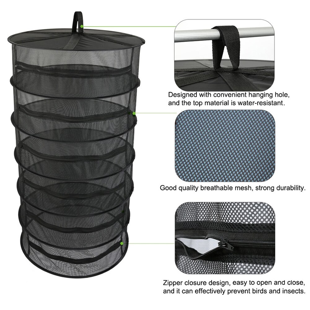 4/6/8 Layers Herb Drying Rack Hanging Mesh Net Dryer Bag Mesh Zipper Closure Petals For Flowers Buds Plants Organizer