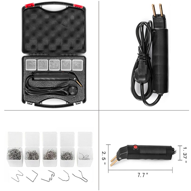 100W Plastic Welding Machine Stapler Electric Soldering Iron Car Bumper Repair Kit PVC Portable Garage Tool With Storage Bag
