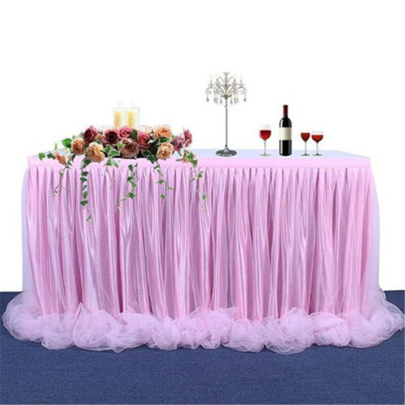 Jupe de Table à Plis Façon Tutu de Danse en Tulle 183x77 cm, Décoration de Table Maison pour Occasion de Fête Prénatale, Anniversaire