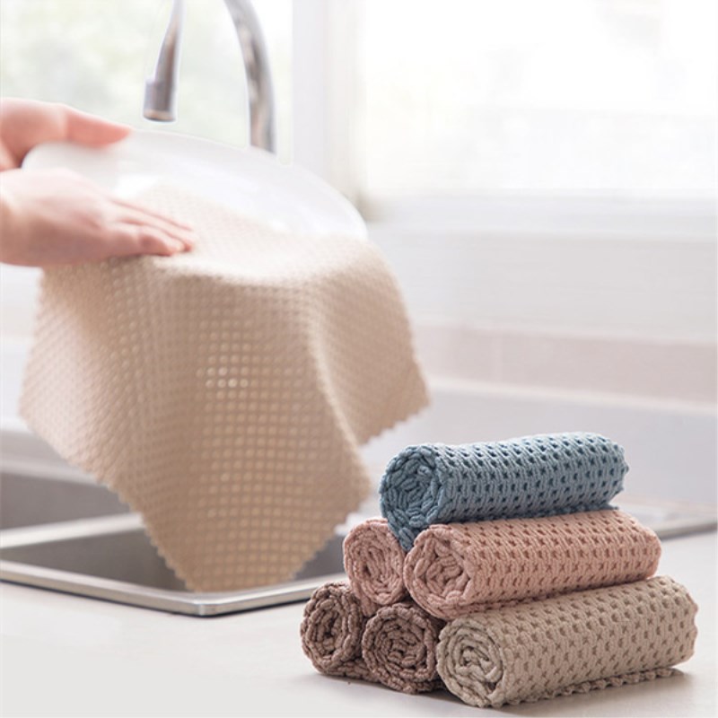 4 pces toalha de limpeza de cozinha casa toalhas de microfibra para a cozinha absorvente pano mais grosso para limpar a mesa de limpeza de micro fibra