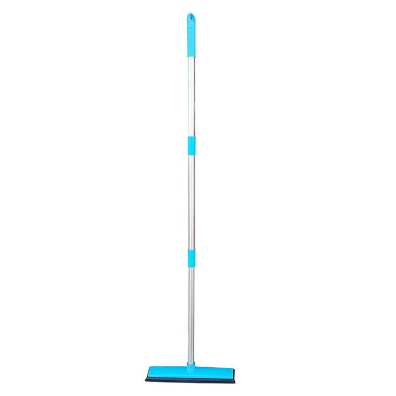 Pet Hair Removal BroomTelescoping Handle That Extends Push Broom Carpet Sweeper with Squeegee Adjustable Long Handle: Blue