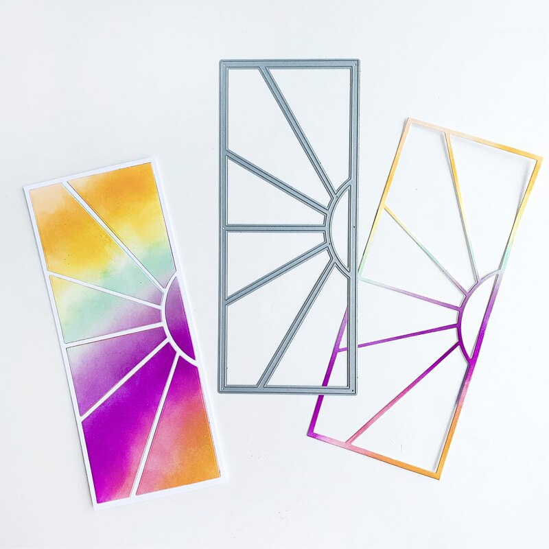 Regnbue essentials rektangel ramme metal skære dør slimline die til diy scrapbooking kort håndværk at lave