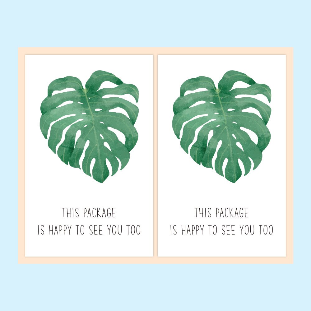 10-50pcs Green Leaf Rectangular Sticker Packaging Supplies Box Sealed Sticker Sticker Coated Paper Label