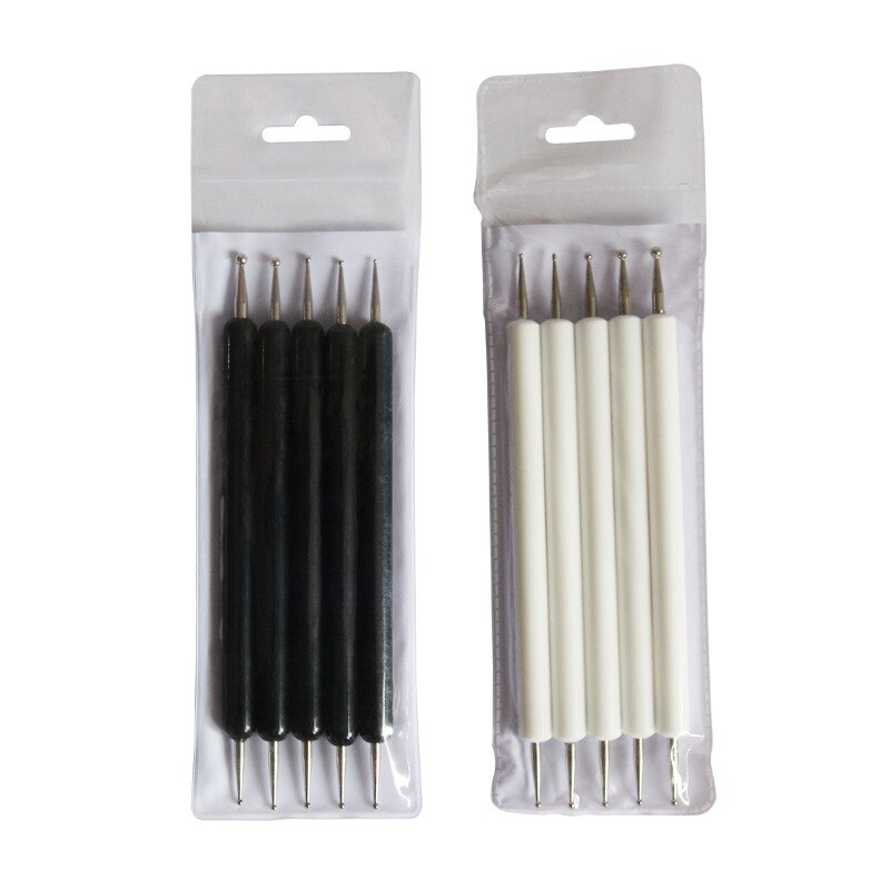 Dual-Headed Acrylic Rod Round-Headed Indentation Pen 5 pcs Sets Handmade DIY Derivative Pen in Black and White two colours