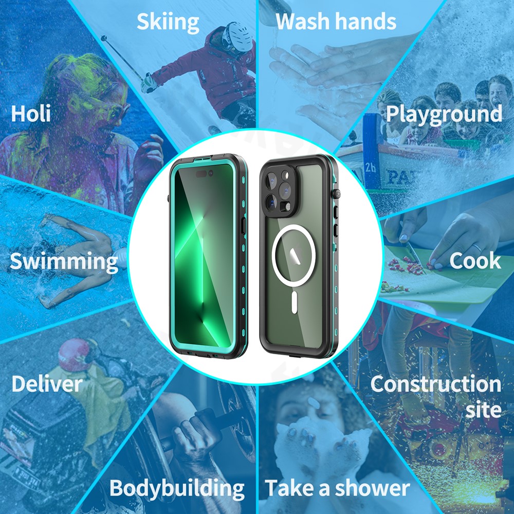 Wasserdichte Hülle für iPhone 15 Pro Max 14 Pro iPhone 13 Pro Max IP68 Schutz Ganzkörper schutz staub dichte magnetische Handy hülle