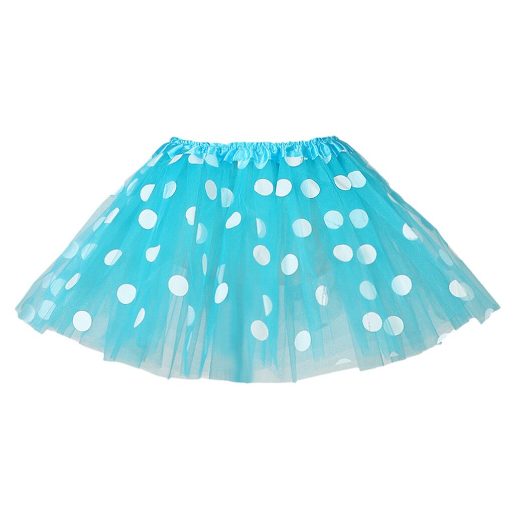 2 to 8 år tutu nederdel børn piger nederdele polka dot tyl ballet mesh prinsesse nederdele sommer pige dans tøj: Lyseblå