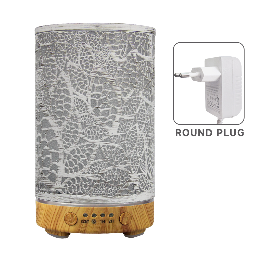 100 ml Diffusor für ätherische Öle, hohles Blatt, Ultraschall-Luftbefeuchter, Heimduft-Aroma-Diffusor mit 7 LED-Farbwechsellicht: Marine Blau