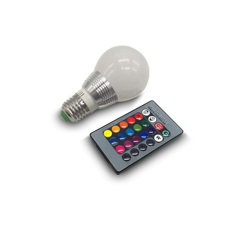DYUE-bombilla LED regulable E27 B22 E14, 3W, mando a distancia, colorida, con cambio de Color
