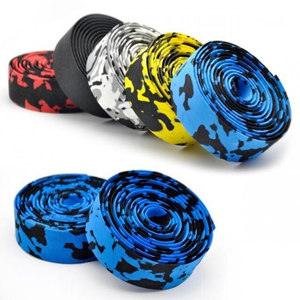 Cinta de camuflaje para manillar de bicicleta de carretera, cinturón con asa para ciclismo, envoltura de corcho con tapones para barra, 8 colores, FZE001