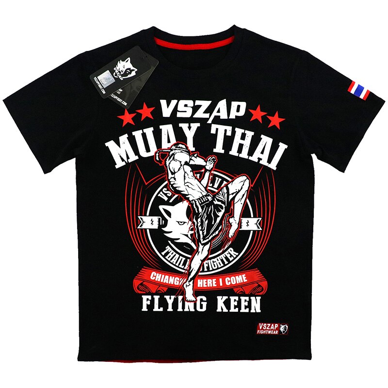 Vszap mma boxning sport t-shirt muay thai slåss fitness elasticitet skjorta tröjor boxning kläder muay thai shorts mma