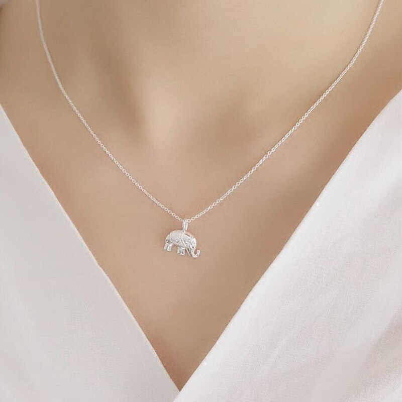 Sole Memory Cute Mini Animal Thailand Elephant Pendant Simple 925 Sterling Silver Clavicle Chain Female Necklace SNE383