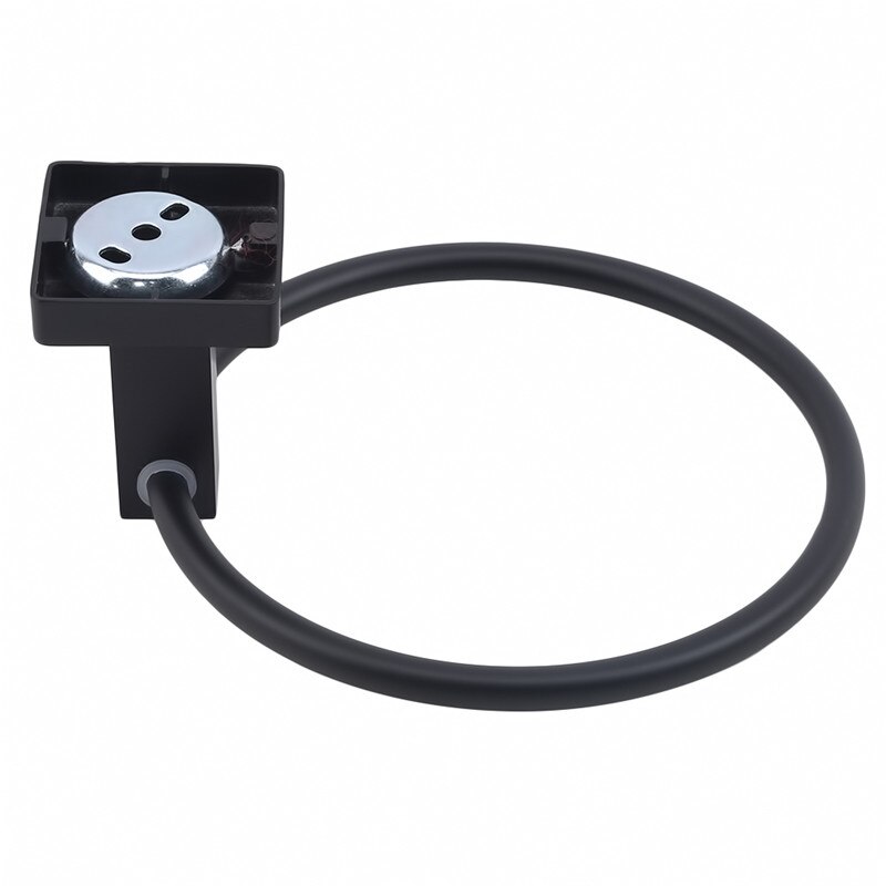 Toallero redondo de acero inoxidable mate negro a prueba de herrumbre para baño colgador de toallas montado en la pared: square