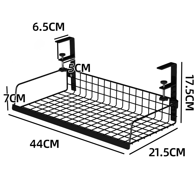 Verstelbare Opbergplank Onder Tafel Voor Opbergkoord, Stopcontact, Multifunctionele Keukenplank, Kastopbergplank, Gaatje: zwart