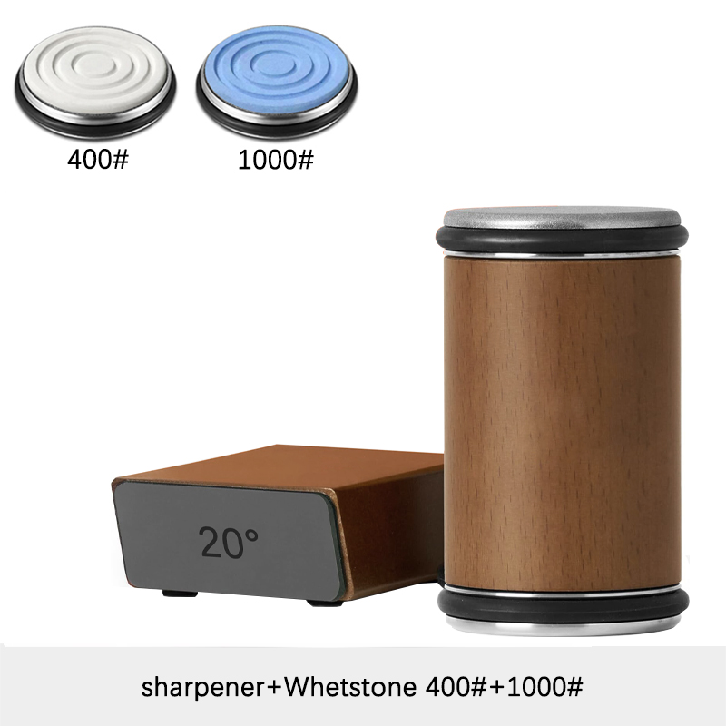 Rolling Knife Sharpener Magnetic Knife Holder Diamond Sharpening Stone Kit with 15 and 20 Degrees Angle Roller Kitchen Accessory: plum