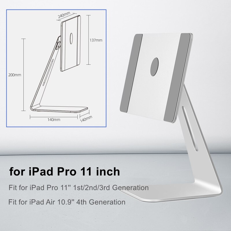 Soporte magnético de escritorio para tableta, accesorio ajustable de aluminio para iPad Pro de 12,9/11 pulgadas, iPad Air de 10,9 pulgadas: for iPad Pro 11
