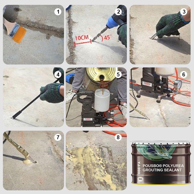 Polyurea fugemasse polymer fugevæske tetting av sprekker i vegger ekspansjonsfuger lekkasjeplugging gummi vanntett belegg