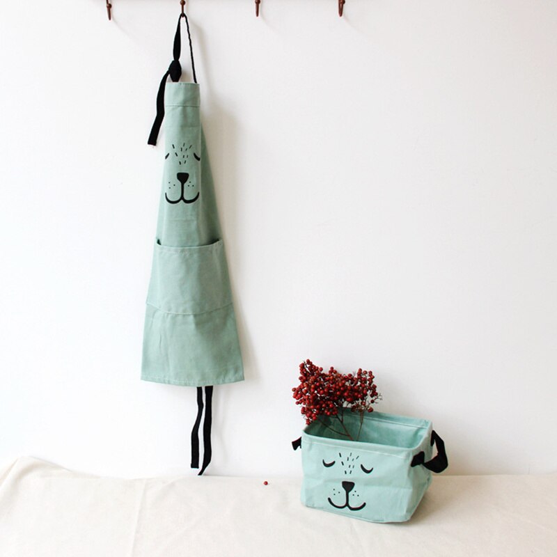 Simple Pattern Sleeveless Kitchen Cooking Apron Cotton Linen Anti-oil Kitchen Cooking Accessory Parent & Child Waterproof Apron