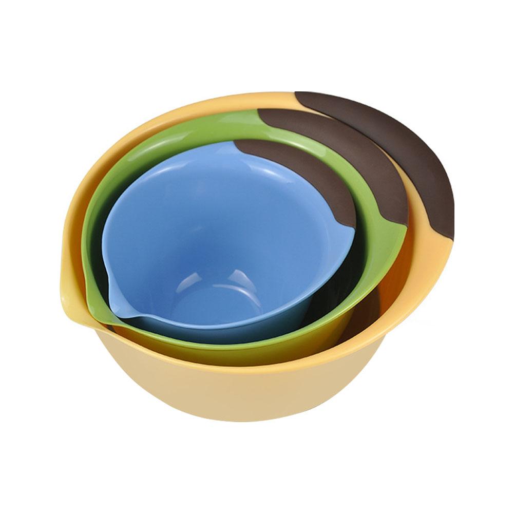 Bols à mélanger en plastique pour salade, réutilisables, lavables, sans BPA, antidérapants, à céréales, pour salade, fruits, Dessert, organisateur de collations, 3 pièces/paquet, 30E: Default Title