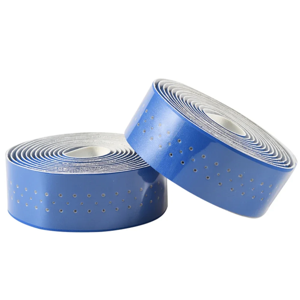 Vintage Perforated Bicycle Handlebar Straps Leather Shock Absorbing Anti-slip Comfort Extended Road Bike Handlebar Straps: WHITE