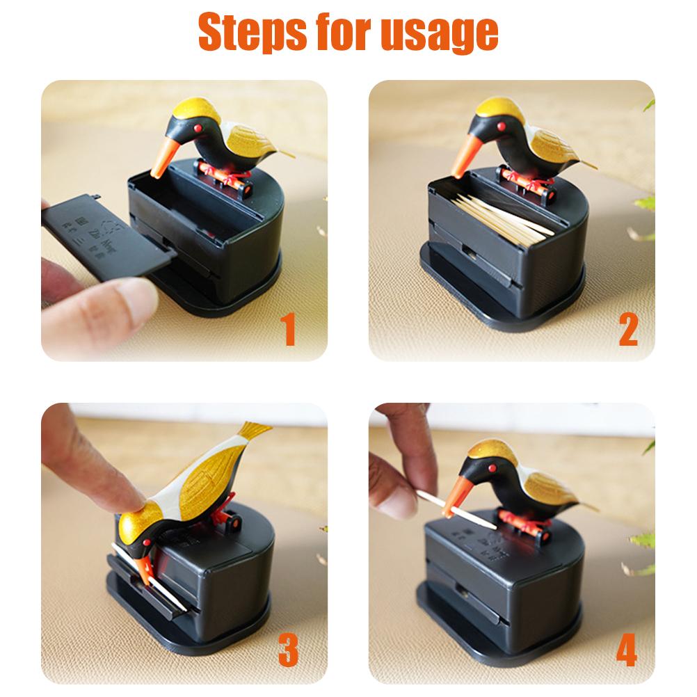 Toothpick Dispenser Automatic Bird Toothpick Box Woodpecker Toothpick Dispenser Table Toothpick Case Storage