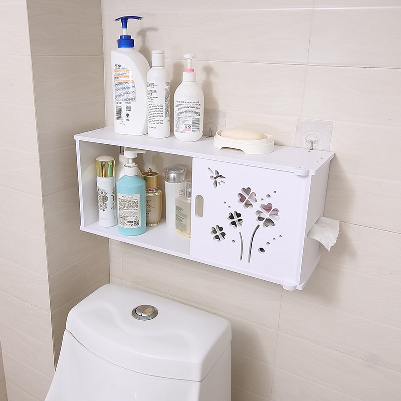Badeværelse væg hylde toilet opbevaring rack badeværelse vandtæt rulle papir vask  lo523259: B