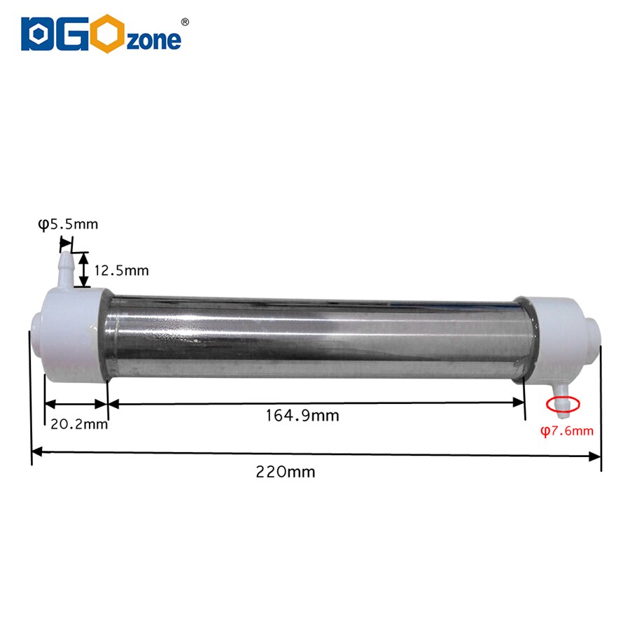 220v 3g/ h glasrör ozongeneratorer för luft- och vattenrenande kvartsrör ozonier kht -3 gqa 2 dgozone