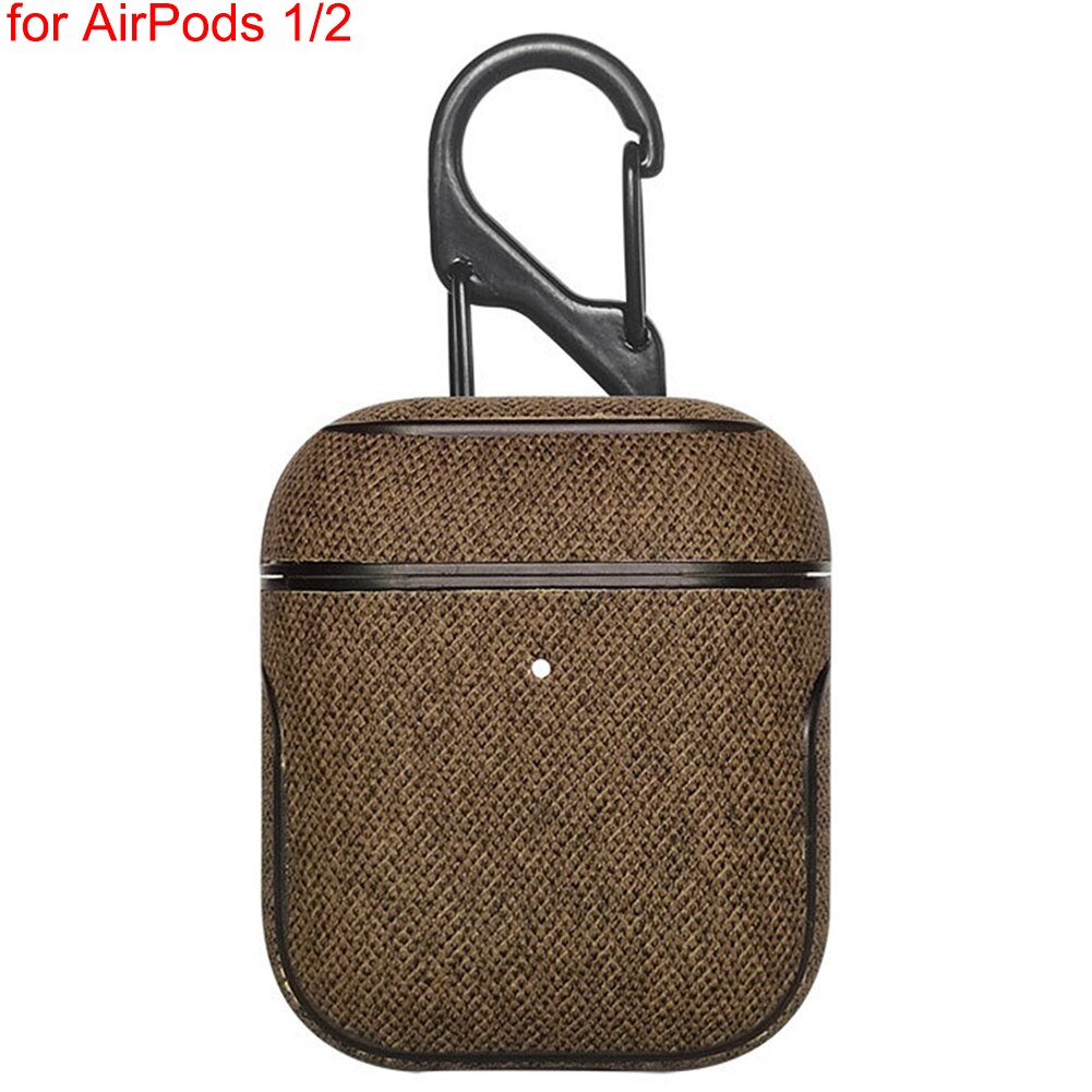 Bluetooth Kopfhörer Leder Fall Für Apple AirPods 1 2 Pro Stoff Anti-verloren Stoßfest Abdeckung PU Haut Für Luft schoten 3 Mit Haken: Leather Coffee