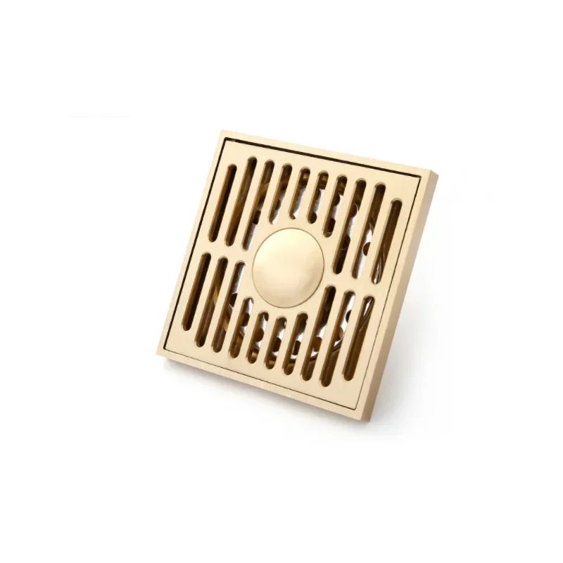 Desagüe de suelo dorado de 10x10cm, drenaje grueso de latón para prevención de olores, ducha, baño, balcón, lavadora, desagüe de suelo: Azul marino