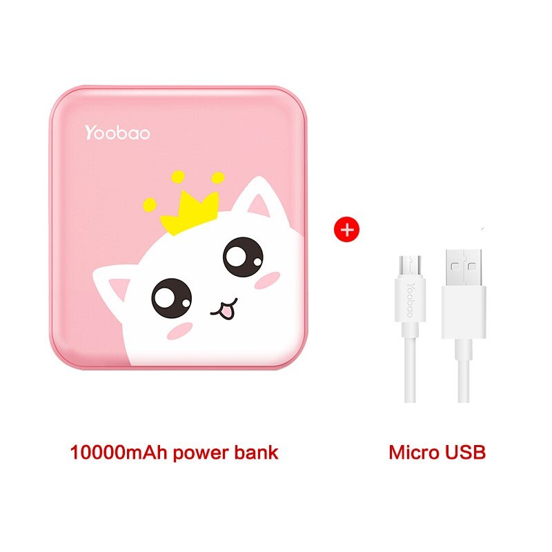 Yoobao Leuke PowerBank 10000 mAh Voor Xiao mi rode Mi mi power bank draagbare Oplader 10000 Mah Poverbank voor iphone 7 6 Plus 5 4 Telefoon: pink