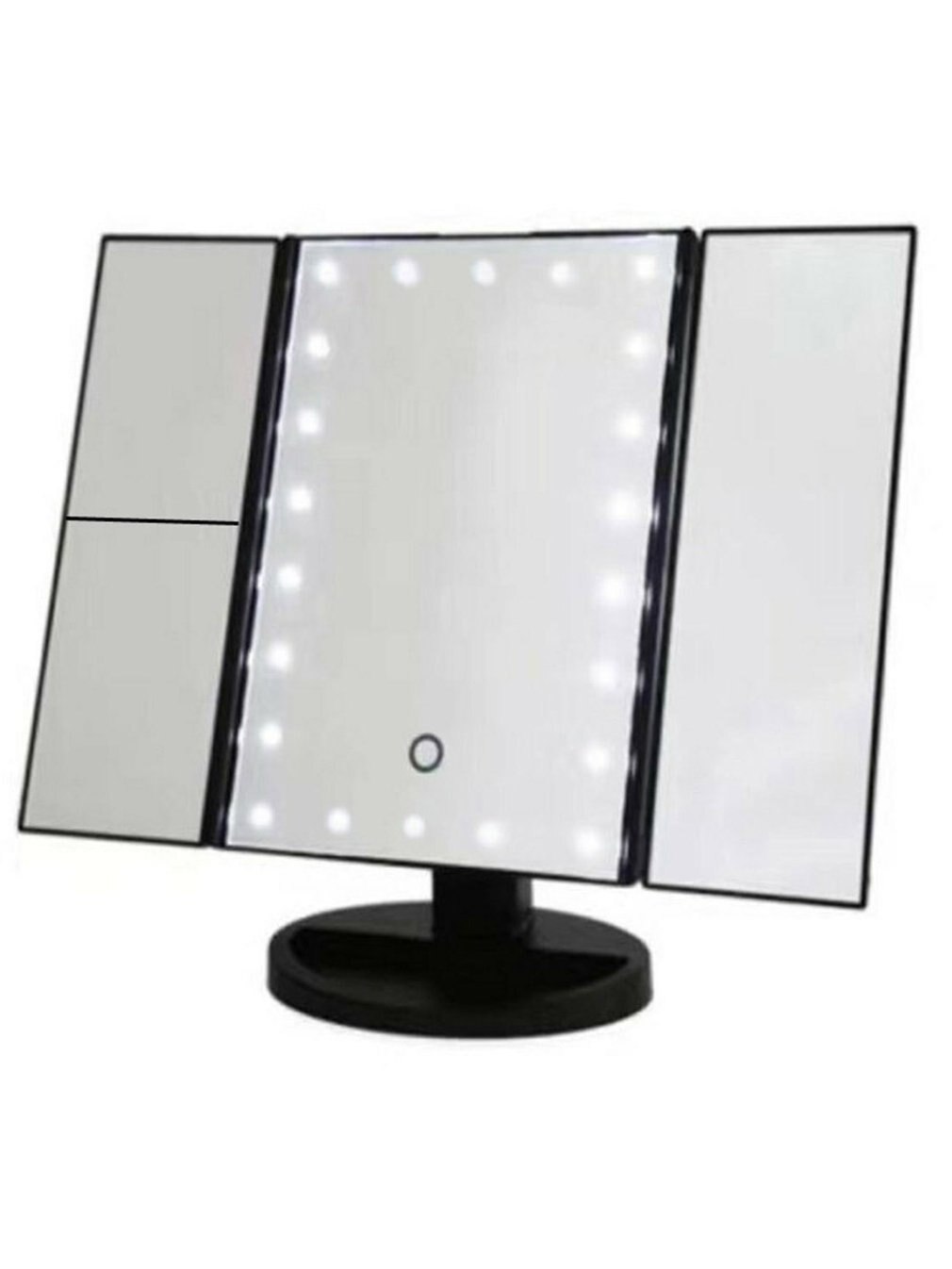 Makeup Mirror LED Touch Screen 22 Light Table Desktop Makeup 2X/3 XMagnifying Mirrors Vanity 3 Folding Adjustable Mirror: black