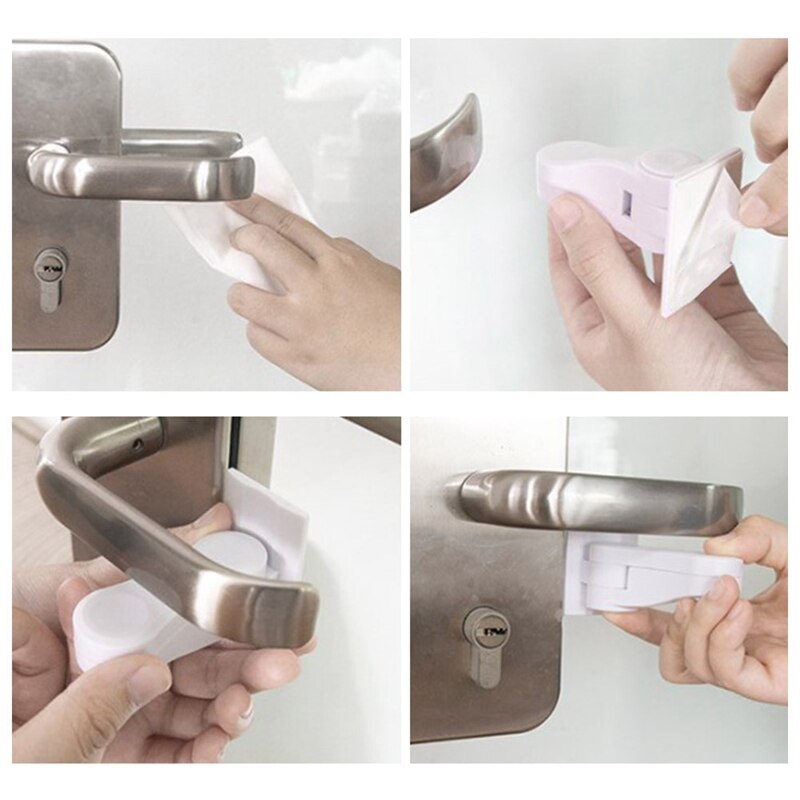 1pc Baby Safety Lock Door Lever Lock Safety Child Proof Doors Adhesive Lever Handle Compatible With Standard