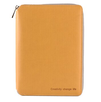 Cahier à spirale en cuir A5, organisateur de planificateur d'agenda de reliure à glissière, organisateur de document de padfolio de bureau de grande capacité de Macaron