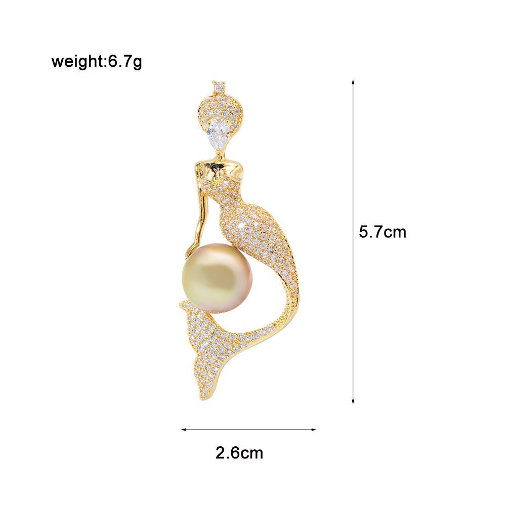 CINDY XIANG Cubic Zirconia Mermaid Brooches For Women Pearl Brooch Pin Copper Jewelry 3 Colors Choose