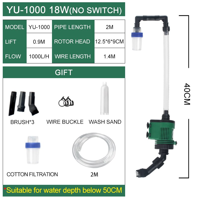 10/18/20/26/28W Elektrische Wasser Ändern Pumpe Saubere Werkzeuge Aquarium Aquarium Wasser wechsler Kies Reiniger Siphon Wasser Filter Pumpe: YU-1000 18W / EU plug