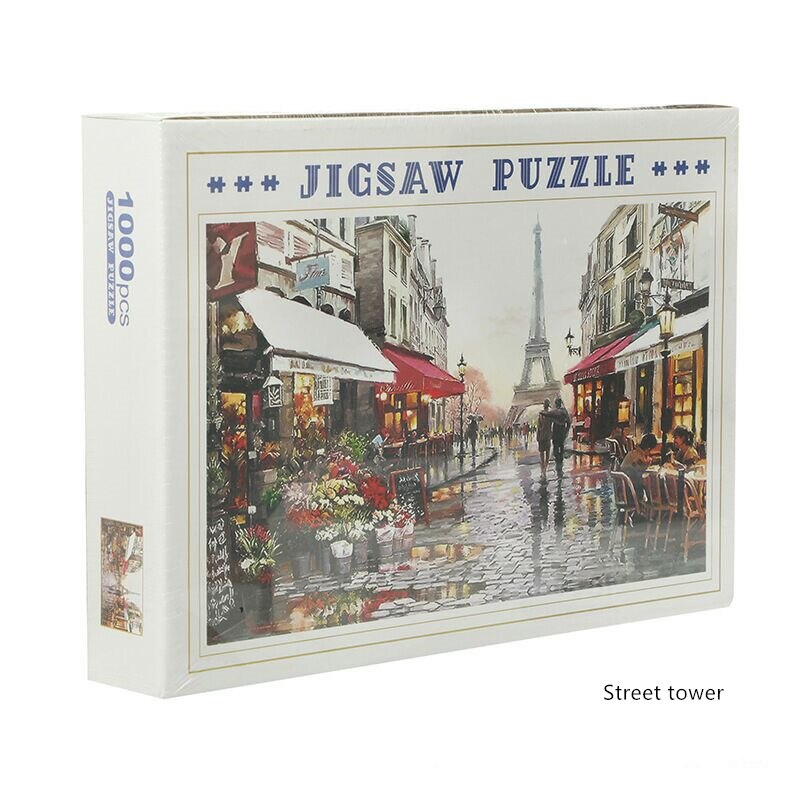 Landscape Jigsaw Puzzle with Picture Puzzle 1000 Pcs Mini Paper Assembly Puzzle Toys for Adults Children Educational Games Toys: Street tower